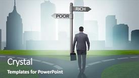  Presentation with rich - Slide deck enhanced with poor rich - businessman in difficult choice concept background and a gray colored foreground
