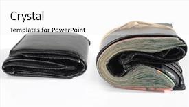  Presentation with poor rich - Amazing PPT theme having poor rich - empty and full wallet backdrop and a white colored foreground