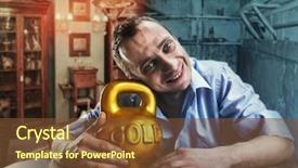  Presentation with rich man - Audience pleasing slide deck consisting of poor rich - happy man with a gold backdrop and a tawny brown colored foreground