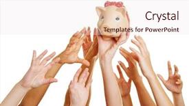  Presentation with hands reaching up - Slide set enhanced with sexism - hand writing reject bigotry background and a  colored foreground.