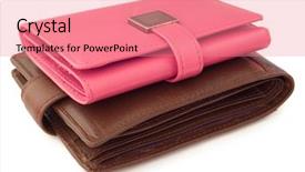  Presentation with e wallet - Colorful presentation theme enhanced with poor rich - pink wallet on top backdrop and a coral colored foreground