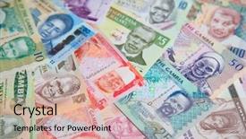  Presentation with banknotes - Beautiful presentation design featuring poor rich - variety of the african banknotes backdrop and a coral colored foreground