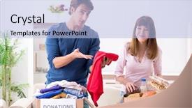  Presentation with charity - Colorful presentation design enhanced with concept of charity with donated backdrop and a light blue colored foreground