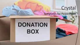  Presentation with donation - Colorful presentation theme enhanced with free charity - donation box with clothing backdrop and a sky blue colored foreground