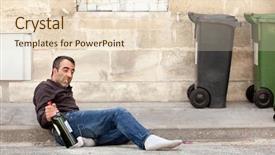  Presentation with city street - Theme featuring flagelo - drunk man lying on city background and a lemonade colored foreground