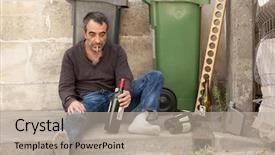  Presentation with sad - Colorful presentation theme enhanced with sad drunk man sitting backdrop and a mint green colored foreground