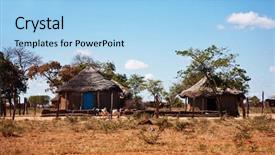  Presentation with poor village - Audience pleasing presentation theme consisting of poor village - typical household from southern africa backdrop and a light blue colored foreground