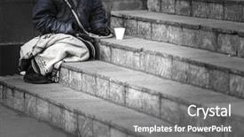  Presentation with homeless - Audience pleasing slides consisting of poor woman begging for money backdrop and a gray colored foreground