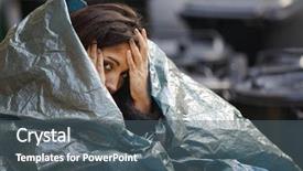  Presentation with woman fighting for her rights - Cool new slide deck with poor woman fighting cold weather backdrop and a  colored foreground