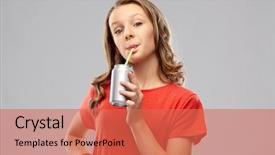  Presentation with red grey - Audience pleasing presentation consisting of cans pop - drinks and people concept backdrop and a coral colored foreground