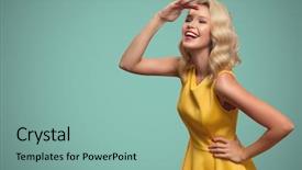  Presentation with pop art - Audience pleasing slide set consisting of pop art portrait of smiling backdrop and a seafoam green colored foreground