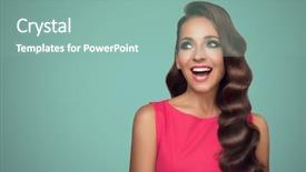  Presentation with pop art - PPT theme enhanced with pop art portrait of smiling background and a seafoam green colored foreground