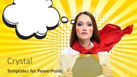  Presentation with pop art - Colorful presentation enhanced with pop-art-style-of-superwoman backdrop and a yellow colored foreground