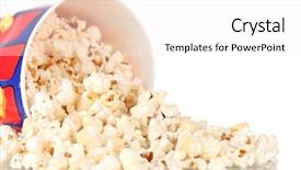  Presentation with popcorn - Theme having pop corn - full bucket of popcorn dropped background and a white colored foreground