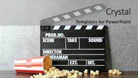  Presentation with popcorn movie - Audience pleasing PPT layouts consisting of pop corn - movie clapper and popcorn backdrop and a light gray colored foreground