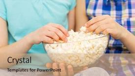  Presentation with junk food - Theme with pop corn - people children friends and junk background and a coral colored foreground