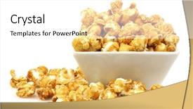  Presentation with popcorn - PPT layouts consisting of pop corn - pieces of caramel popcorn background and a white colored foreground