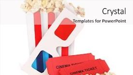  Presentation with popcorn - Theme featuring pop corn - popcorn with glasses and tickets background and a sky blue colored foreground