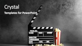  Presentation with clapper - Cool new presentation with clapper board and pop corn backdrop and a dark gray colored foreground