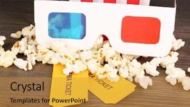  Presentation with movie popcorn - Presentation theme with pop corns movie - popcorn with glasses and tickets background and a gold colored foreground