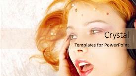  Presentation with pretty japanese - Presentation having pop culture free - pretty redhead in headphones background and a coral colored foreground