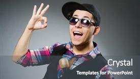  Presentation with funny cow on cow farm - Amazing presentation design having pop dancer - funny man singing in karaoke backdrop and a  colored foreground