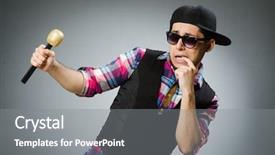  Presentation with elderly people singing - Presentation design with pop dancer - funny man singing in karaoke background and a  colored foreground