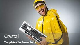  Presentation with music man in suit - Beautiful slide deck featuring pop dancer - man wearing yellow suit backdrop and a dark gray colored foreground