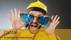  Presentation with music man in suit guitar - Beautiful slide set featuring pop dancer - man wearing yellow suit backdrop and a  colored foreground