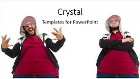  Presentation with white - Audience pleasing slide set consisting of pop dancer - overweight man isolated backdrop and a white colored foreground