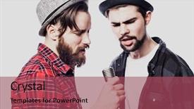  Presentation with floral border over white - Cool new theme with pop dancer - two guys singing over white backdrop and a violet colored foreground