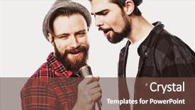  Presentation with floral border over white - PPT theme consisting of pop dancer - two guys singing over white background and a tawny brown colored foreground