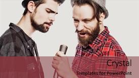  Presentation with floral border over white - Audience pleasing slide set consisting of pop dancer - two guys singing over white backdrop and a  colored foreground