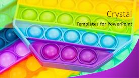  Presentation with toy - Slide deck with pop-it-antistress-close-up background and a gold colored foreground