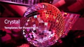  Presentation with disco ball - PPT theme featuring pop music - disco ball light reflection background background and a violet colored foreground