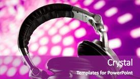  Presentation with disco - Audience pleasing PPT theme consisting of pop music - headphones against purple disco background backdrop and a purple colored foreground