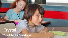  Presentation with quiz - PPT theme featuring pop quiz in elementary school background and a coral colored foreground