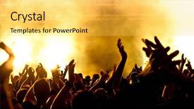  Presentation with stage lights - Amazing presentation theme having live music - silhouettes of concert crowd backdrop and a yellow colored foreground