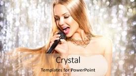  Presentation with girl model - Slide deck having pop star - beauty model girl singer background and a lemonade colored foreground