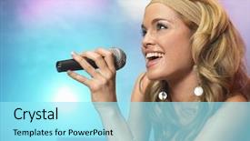  Presentation with concert - Audience pleasing PPT theme consisting of pop star - closeup side view backdrop and a arctic colored foreground