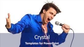  Presentation with star - Presentation having pop star - happy karaoke signer isolated background and a navy blue colored foreground