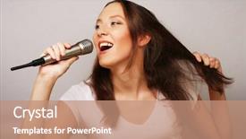  Presentation with star - Colorful PPT theme enhanced with pop star - happy singing girl backdrop and a coral colored foreground