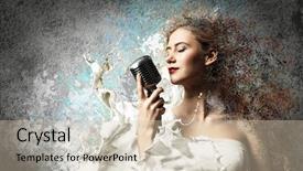  Presentation with singer - Beautiful theme featuring pop star - image of female blonde singer backdrop and a soft green colored foreground