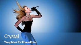  Presentation with singer - PPT theme consisting of pop star - portrait of female rock singer background and a teal colored foreground