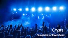  Presentation with concert - PPT theme consisting of pop star - silhouettes of concert crowd background and a navy blue colored foreground