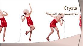  Presentation with mic - PPT theme featuring pop star with mic background and a cream colored foreground