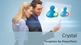  Presentation with sms - Cool new PPT layouts with pop up meetings - bright picture of man backdrop and a  colored foreground