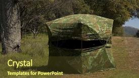  Presentation with hunting - Amazing theme having pop ups - camouflaged hunting blind setup ready backdrop and a tawny brown colored foreground