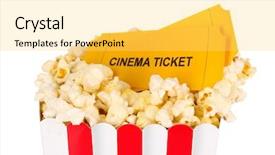  Presentation with popcorn - Theme having intermission - classic box of popcorn background and a yellow colored foreground