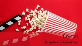  Presentation with popcorn movie - Slide set consisting of popcorn and movie clapper background and a crimson colored foreground